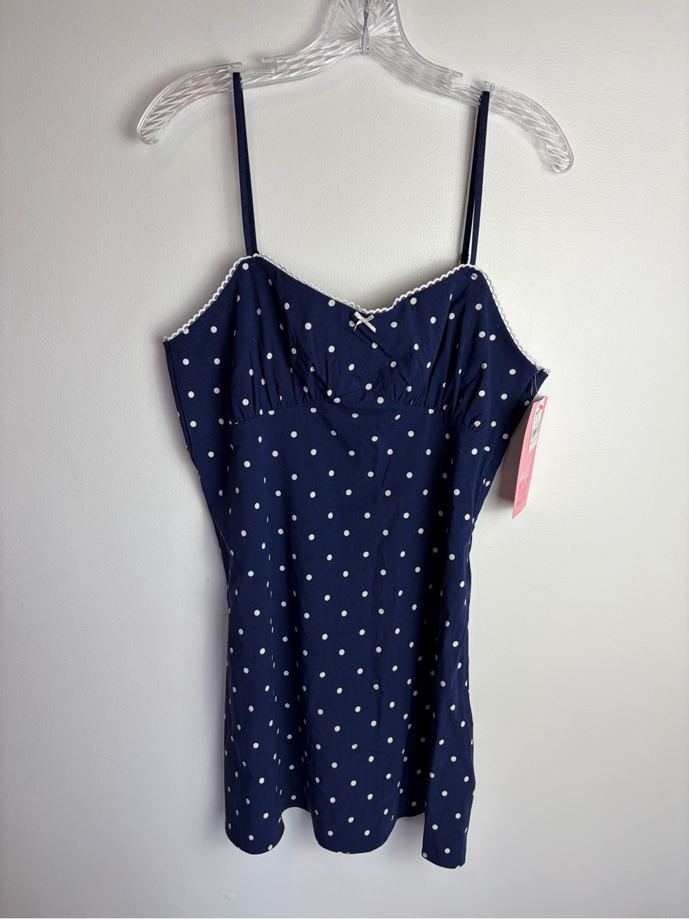 Navy Polka Dot Spaghetti Strap Dress